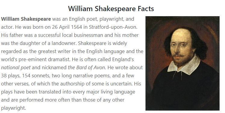 1 6 short shakespeare bio